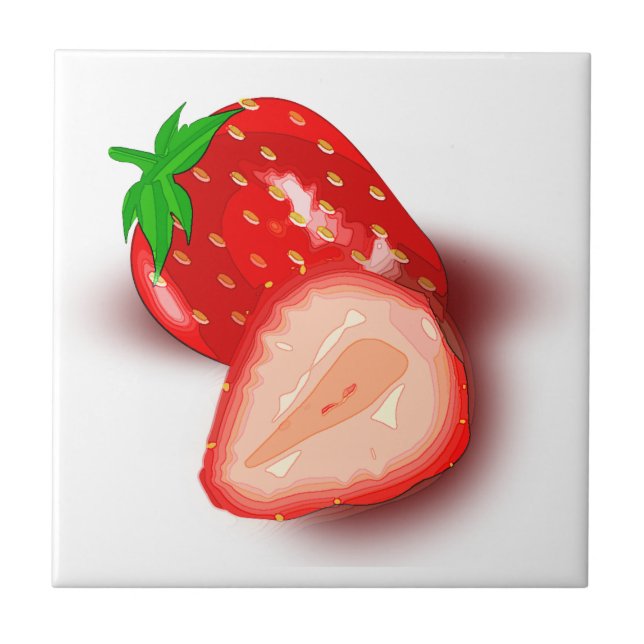 Strawberry Fruit Customizable Image Template White Tile (Front)