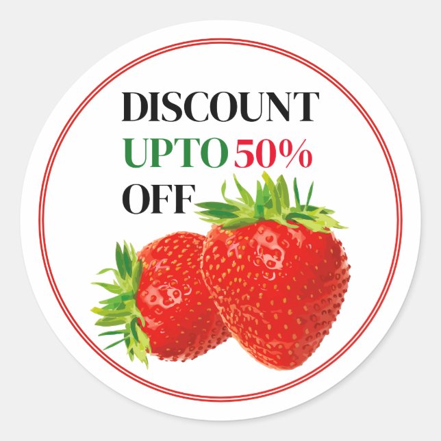 Strawberry Fruit Discount Sticker (Front)