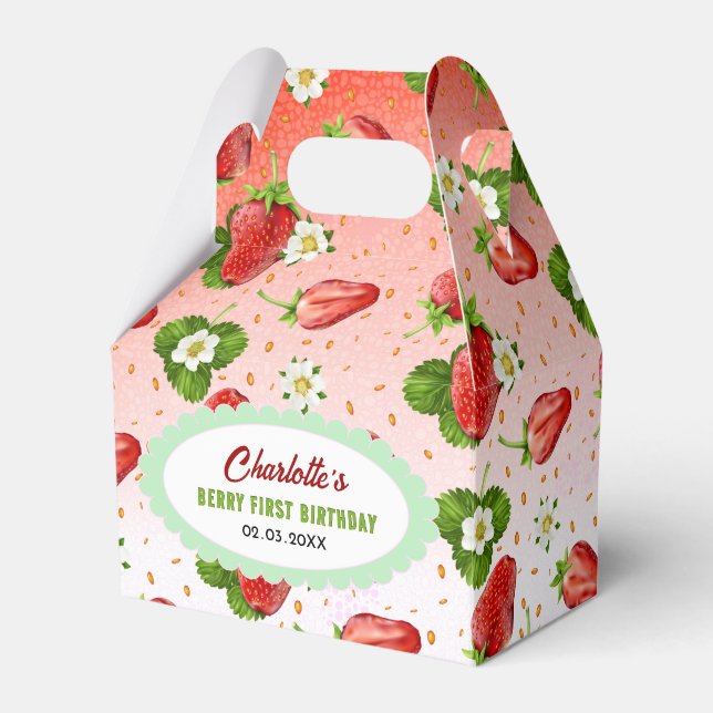 Strawberry Fruit Favor Box (Front Side)