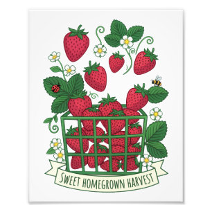 Strawberry Fruit Food Berry Sweet Basket Photo Print