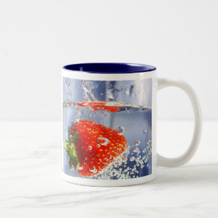 Strawberry fruit in water photography beautiful Two-Tone coffee mug