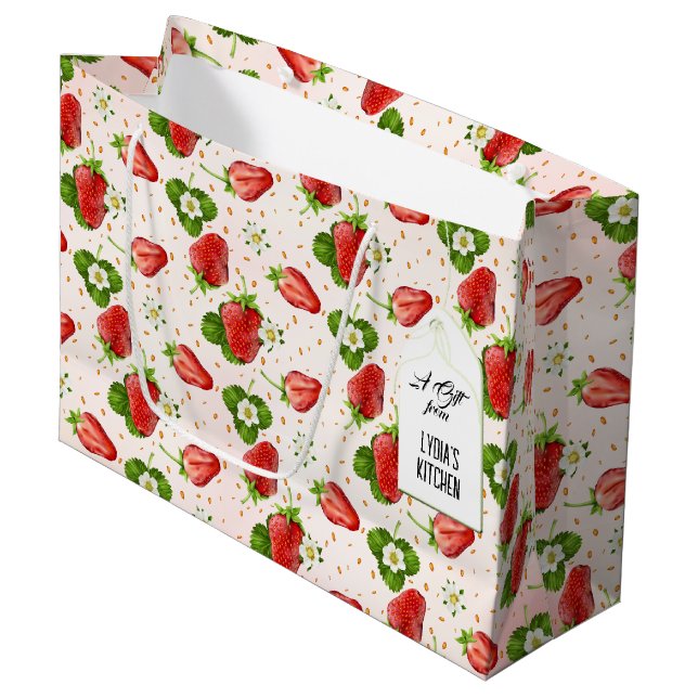 Strawberry Fruit Large Gift Bag (Front Angled)