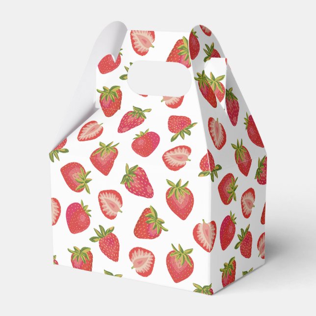 Strawberry fruit pattern favor box (Front Side)