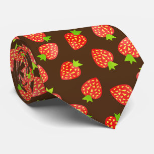 Strawberry Fruit Pattern Pretty Brown or Custom Tie