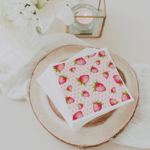 Strawberry Fruit Pink Green Party Napkin