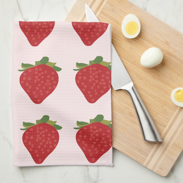 Strawberry Fruit Red Strawberries Kitchen Towel (Quarter Fold)