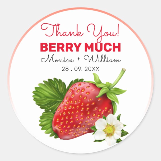Strawberry Fruit Thank You Classic Round Sticker (Front)