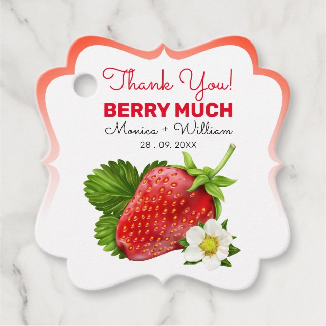 Strawberry Fruit Thank You Favour Tags (Front)