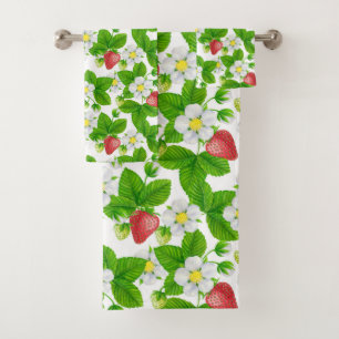 Strawberry garden bath towel set