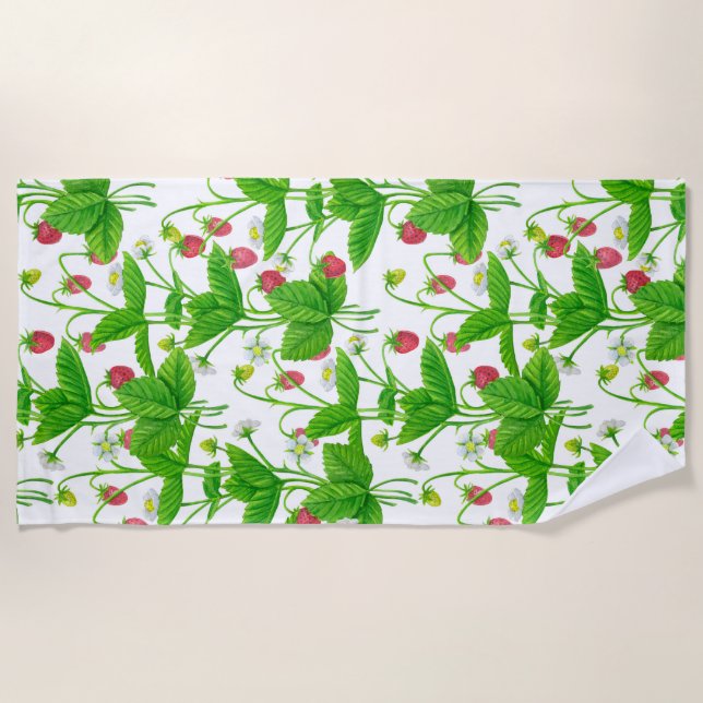 Strawberry garden beach towel (Front)