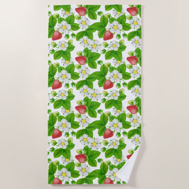 Strawberry garden beach towel (Front)