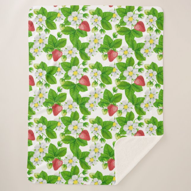 Strawberry garden sherpa blanket (Front)