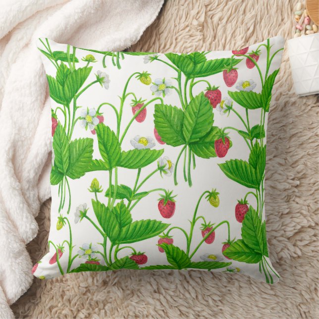 Strawberry garden throw pillow (Blanket)