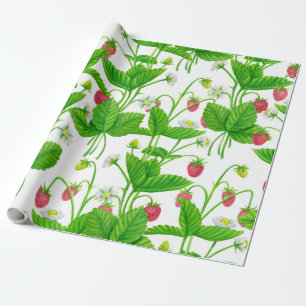 Strawberry garden wrapping paper