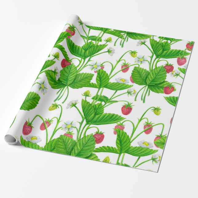 Strawberry garden wrapping paper (Unrolled)