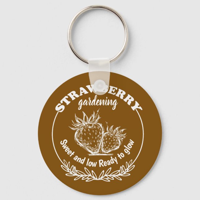 strawberry gardening keychain (Front)