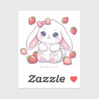 Strawberry Gaze Bunny - Cute Anime Eyes & Ribbon