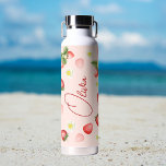 Strawberry gifts personalized name water bottle<br><div class="desc">Strawberry themed gifts personalized name water bottle,  strawberry blossoms and berries with a persons name on it can be a gift for a girl,  mum,  sister,  bridesmaid gifts,  bridal party favours and anyone for any occasion,  practical gifts,  summer time gifts.</div>