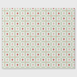 Strawberry Gingham Berry Happy Birthday Wrapping Paper