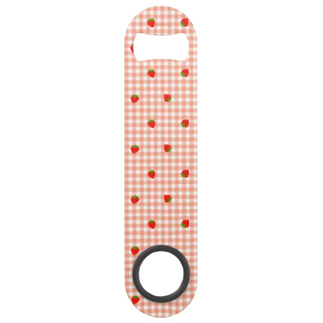 Strawberry & Gingham Check (Salmon Pink) Bar Key (Front)