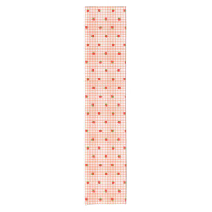Strawberry & Gingham Check (Salmon Pink) Short Table Runner