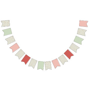 Strawberry Gingham First Birthday  Bunting Flags