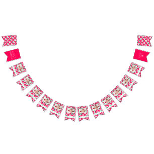 Strawberry Girl 1st Birthday Milestones Photos  Bunting Flags