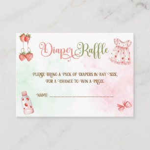 Strawberry Girl Baby Shower Diaper Raffle Enclosure Card