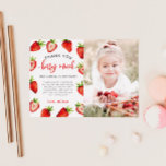 Strawberry Girl Birthday Berry Much Photo Thank You Card<br><div class="desc">Cute berry theme girl's birthday party thank you card featuring watercolor illustration of strawberries with your photo. The text says "thank you BERRY much for coming to my party."</div>