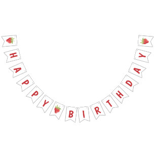 Strawberry Girl Birthday Happy Birthday Bunting Flags