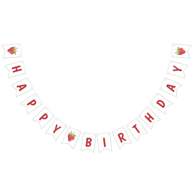 Strawberry Girl Birthday Happy Birthday Bunting Flags (All)