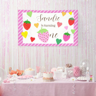 Strawberry Girl Birthday Party Banner