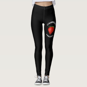 Strawberry Girl Name Black Sport Leggings