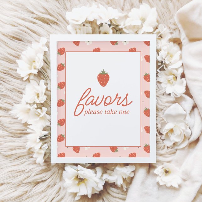 Strawberry Girls First Birthday | Favour Table Sig Poster (Creator Uploaded)