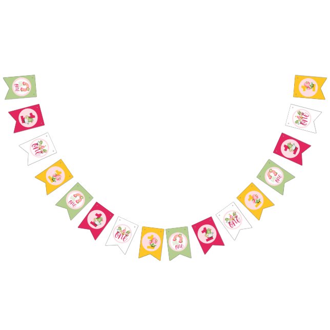 Strawberry Gnome Garden Little Girl's Birthday Bunting Flags (All)