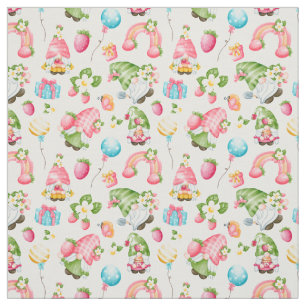 Strawberry Gnome Garden Little Girl's Birthday Fabric