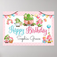 Strawberry Gnome Garden Little Girl's Birthday