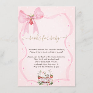 Strawberry,Goose,Bow Frame Dots Baby Shower Enclosure Card