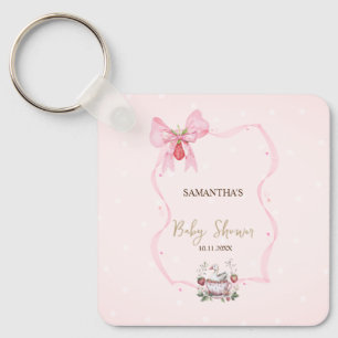 Strawberry,Goose,Bow Frame Dots Baby Shower Keychain