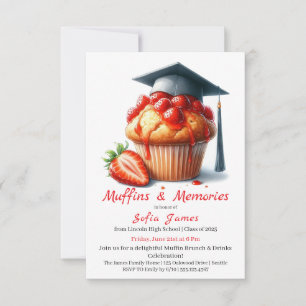 Strawberry Graduation Cupcake Brunch Celebration Invitation