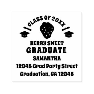 Strawberry Graduation Return Address Self-inking Stamp