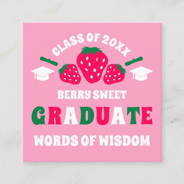 Strawberry Graduation Words Of Wisdom Advice Card (Front)