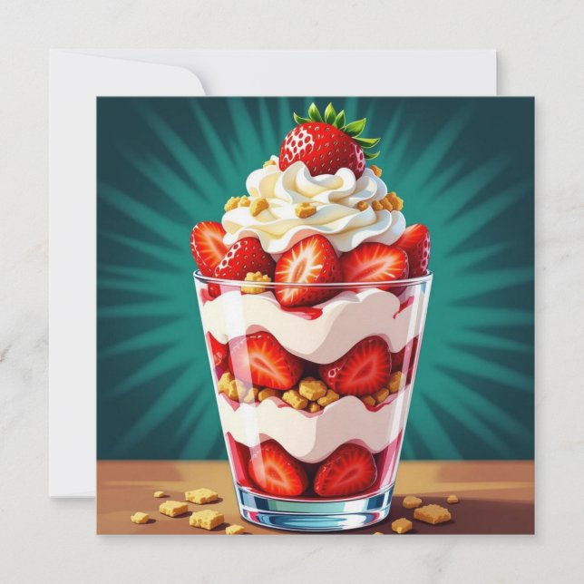 Strawberry, Granola and Whipped Cream Parfait  Card (Front)