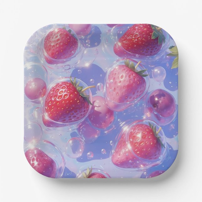 Strawberry Grape Splash Paper Plate (Front)