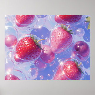 Strawberry Grape Splash Poster