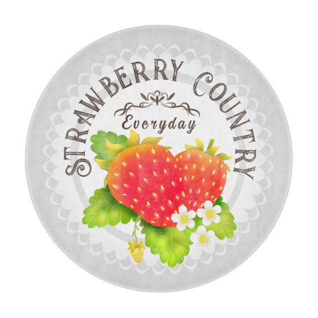 Strawberry Grey Cutting Board (Front)