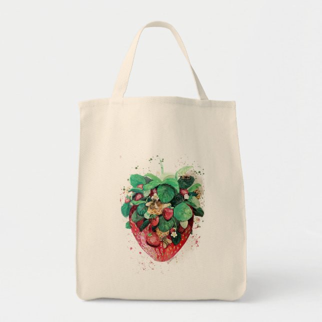 Strawberry Grocery Tote Bag (Front)