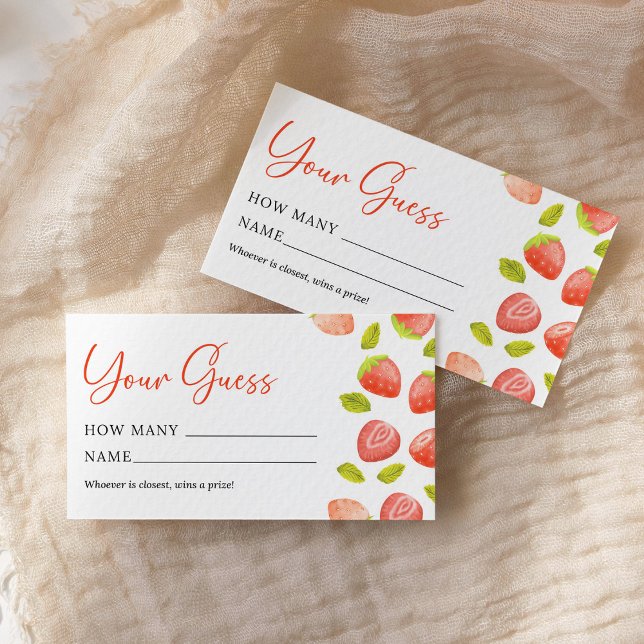 Strawberry Guess How Many Berry Sweet Baby Shower Card (Creator Uploaded)