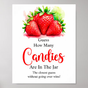 Strawberry Guess How Many Candies Game Sign