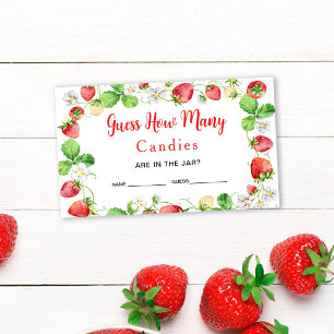 Strawberry Guess How Many Candies Game Ticket Enclosure Card